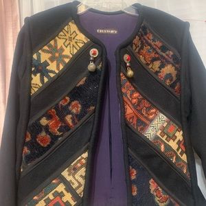 Cassowary Vintage Rare Tapestry Jacket Beautiful Piece 1980s Embroidery